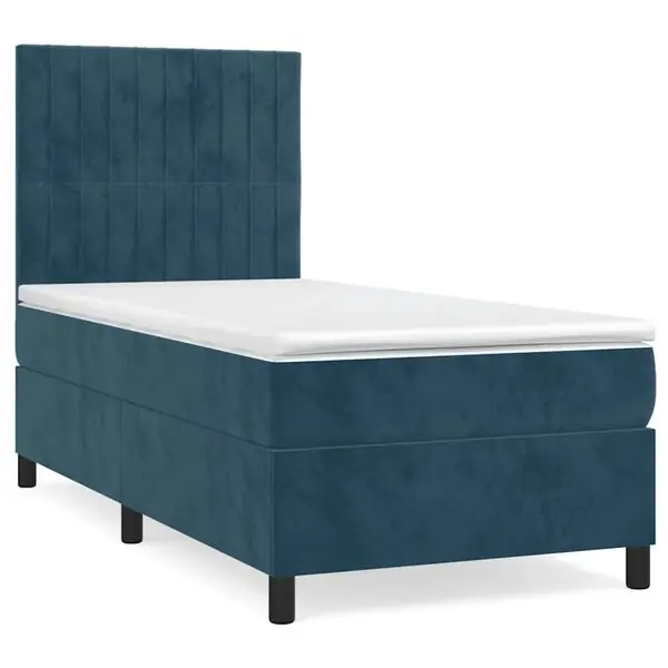 Outlet vidaXL Ramsäng med madrass mörkblå 80x200 cm sammet