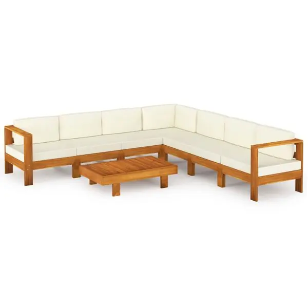 vidaXL 8-delad trädgårdsloungegrupp med kuddar 100x60 cm akaciaträ Rabatter