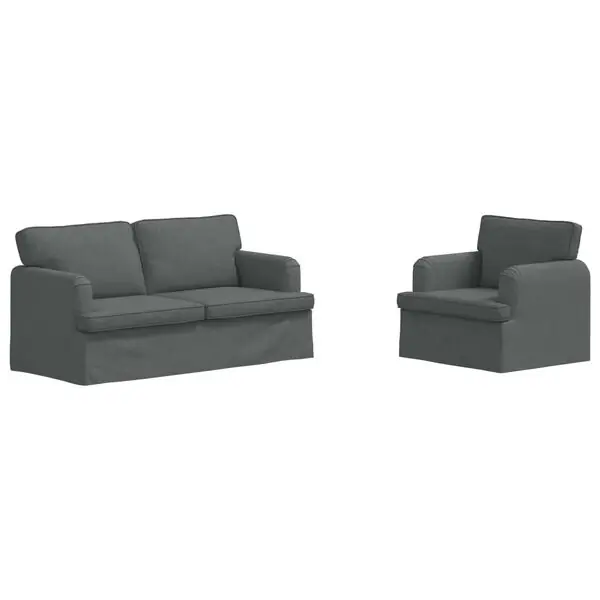 vidaXL Soffset 2 pcs Mörkgrå 162 x 80 x 85 cm tyg Säker betalning