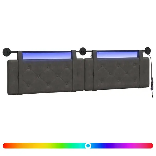 Outlet vidaXL Hängande sänggavel Med LED-lampa Svart Antik PU