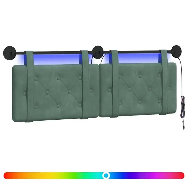 Reapris vidaXL Hängande sänggavel Med LED-lampa Havgrön Sammet
