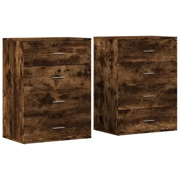 vidaXL Skänkar 2 st rökfärgad ek 60x39x80 cm konstruerat trä Begränsat antal