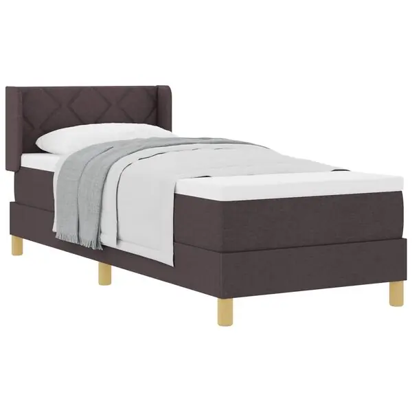 Fynd vidaXL Bäddfjäder med madrass med huvudgavel Mörkbrun 200 x 80 cm tyg