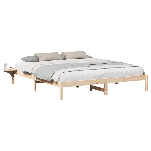 Begränsat erbjudande vidaXL Sängram Naturfärg 200 x 200 cm Massiv furu