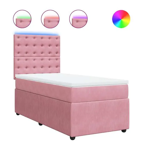 Begränsat antal vidaXL Ramsäng med madrass rosa 80x200 cm sammet