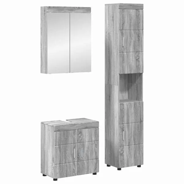 risnedsättning vidaXL Badrumsmöbelset TULUM 3 pcs Grå Sonoma 60 x 34 x 63 cm