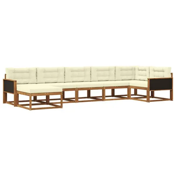 Outlet vidaXL Utomhussoffset med kudde 7 pcs Naturlig och Grädde
