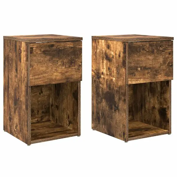 Begränsat erbjudande vidaXL Sängskåp 2 pcs Rökt ek 29 x 31,5 x 49 cm Konstruerat trä