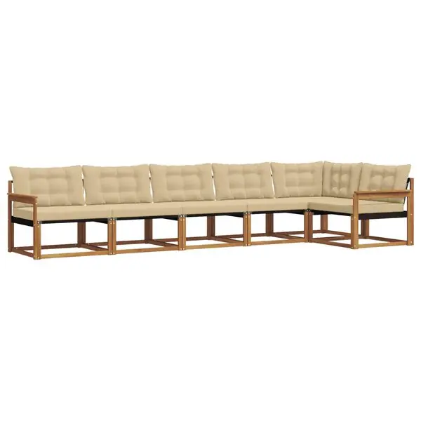 Fri frakt vidaXL Utomhussoffset med kudde 6 pcs Naturlig och Beige