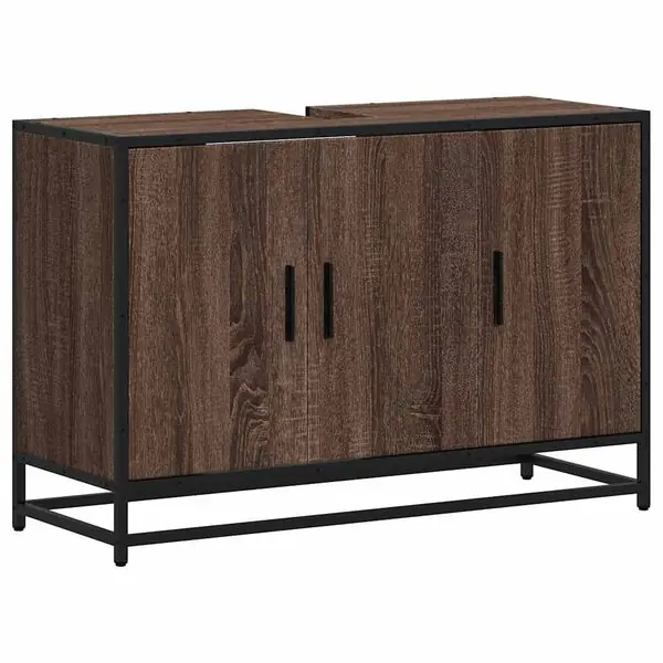 Extra rabatt vidaXL Tvättställsskåp brun ek 90x33x60 cm konstruerat trä