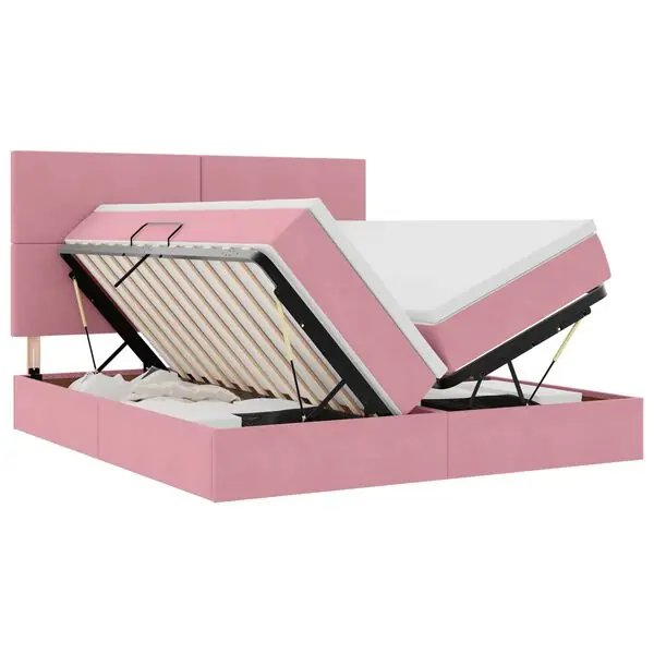 vidaXL Förvaringssäng med madrass med lagring Rosa 180 x 200 cm Sammet Premium