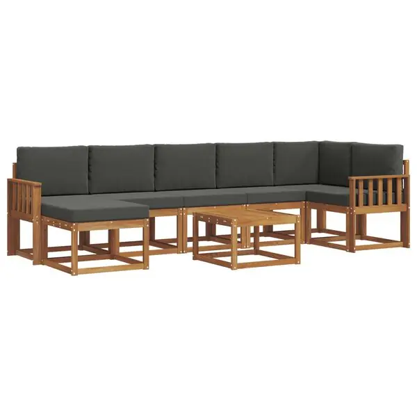 I lager vidaXL Utomhussoffset med kudde 8 pcs Naturlig och Antracit
