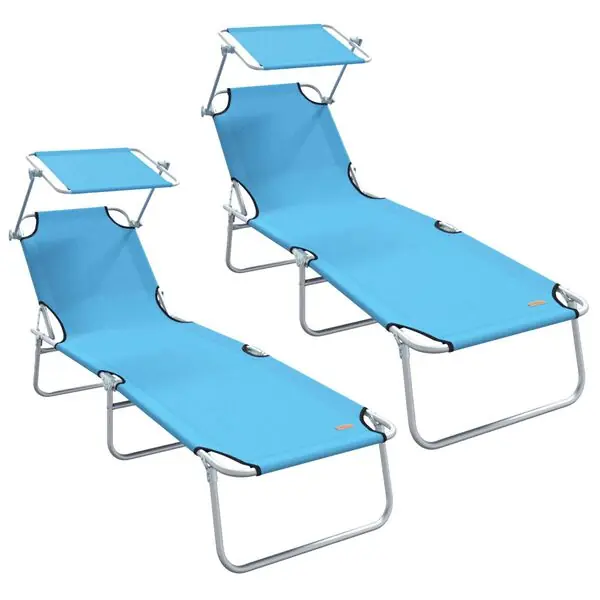 Fynd vidaXL Solstol 2 pcs Ljusblå 58 x 188 x 77cm Polyester