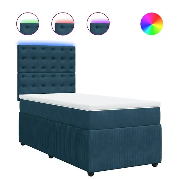 Outlet vidaXL Ramsäng med madrass blå 90x190 cm sammet