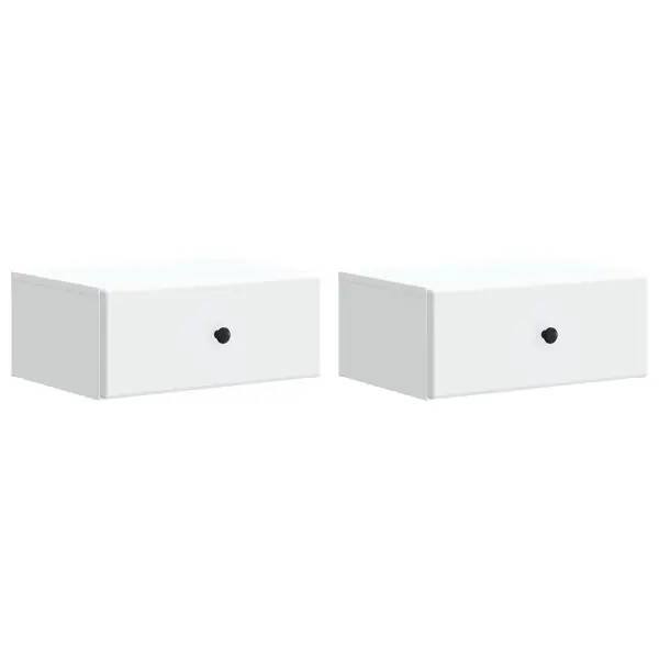 vidaXL Väggmonterat Sängbord med låda 2 pcs Vit 49 x 34,5 x 20 cm Reapris
