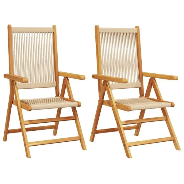 Handla nu vidaXL Trädgårdsstolar 2 st beige massivt akaciaträ och polypropen