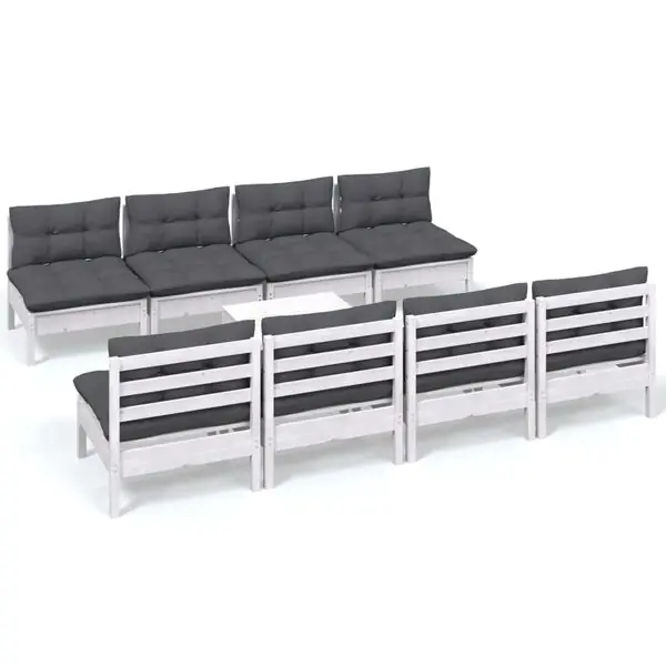vidaXL Loungegrupp med dynor 9 delar massiv furu Nedsatt pris