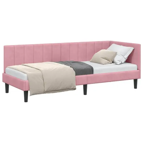 vidaXL Hörn Sängram med huvudgavel Rosa 80 cm x 200 cm Sammet Begränsat erbjudande
