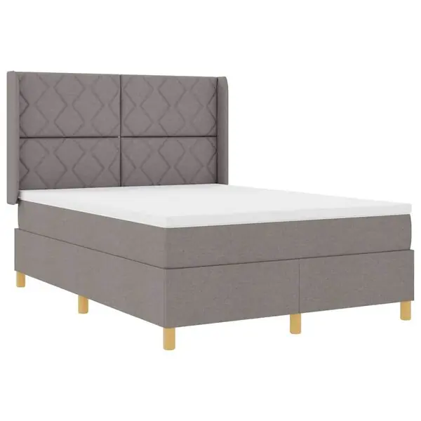 vidaXL Bäddfjäder med LED-ljusslingor Taupe 160 x 200 cm tyg Nedsatt pris