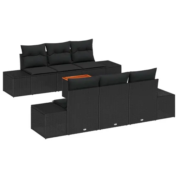 Beställ idag vidaXL Trädgårdsoffset med lagring 7 pcs Svart konstrotting