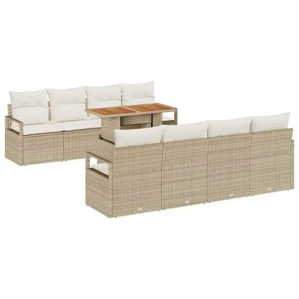 Bästa pris vidaXL Trädgårdsoffset med kudde med kudde 9 pcs Beige och gräddfärgad