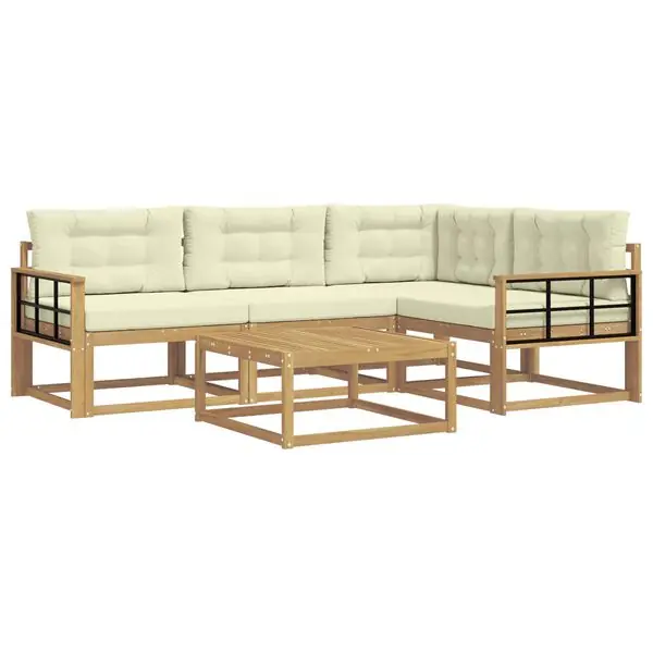 Begränsat erbjudande vidaXL Utomhussoffset 5 pcs Vit och grädde 79 x 79 x 37 cm Polyester