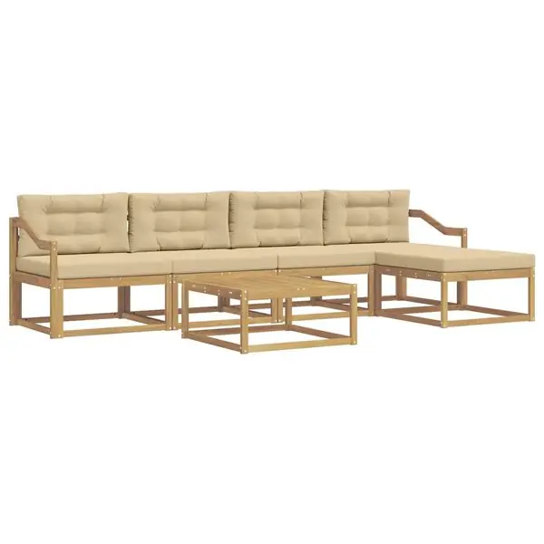 Kampanj vidaXL Utomhussoffset 6 pcs Vit och Beige 79 x 79 x 37 cm Polyester