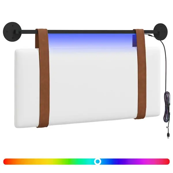 I lager vidaXL Hängande sänggavel Med LED-lampa Vit Antik PU
