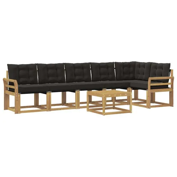 vidaXL Utomhussoffset med kudde 7 pcs Vit och svart Sista chansen