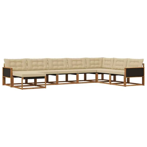 vidaXL Utomhussoffset med kudde 8 pcs Naturlig och Beige Fynd