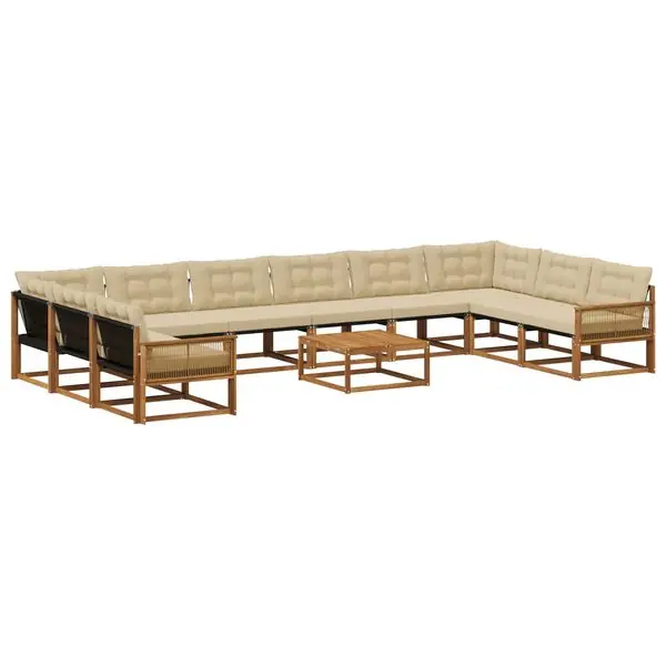vidaXL Utomhussoffset med kudde 11 pcs Naturlig och Beige Endast idag