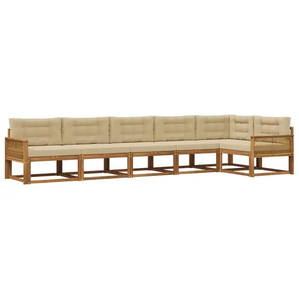 Reapris vidaXL Utomhussoffset med kudde 6 pcs Naturlig och Beige