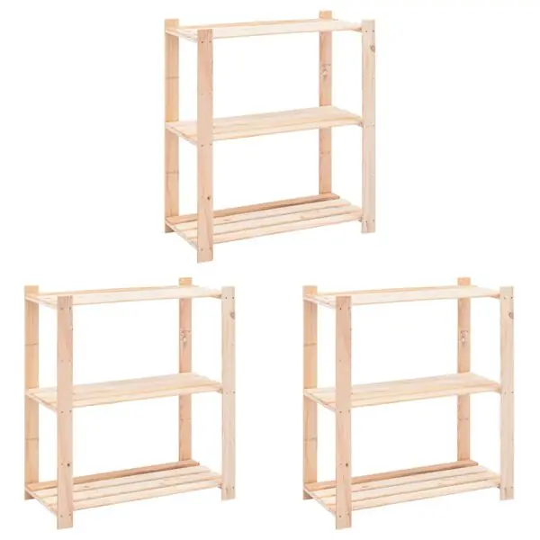 Billig vidaXL Förvaringshylla 3 hyllor 3 st 80x38x90 cm massiv furu 150 kg