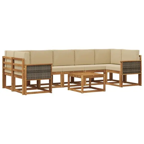 vidaXL Utomhussoffset 6 pcs Naturlig Massivt akaciaträ och polyester Erbjudandepris