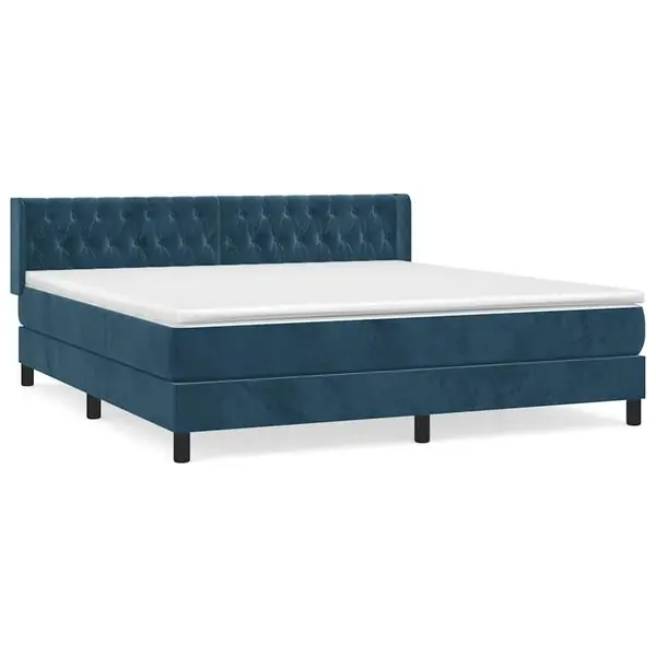 Billig vidaXL Ramsäng med madrass mörkblå 180x200 cm sammet
