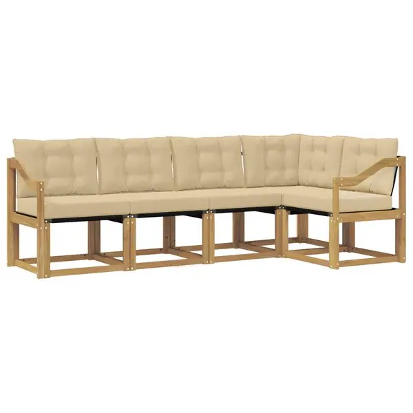 Billigare vidaXL Utomhussoffset med kudde 5 pcs Vit och Beige