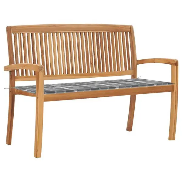 Nedsatt pris vidaXL Stapelbar trädgårdsbänk med dyna 128,5 cm massiv teak