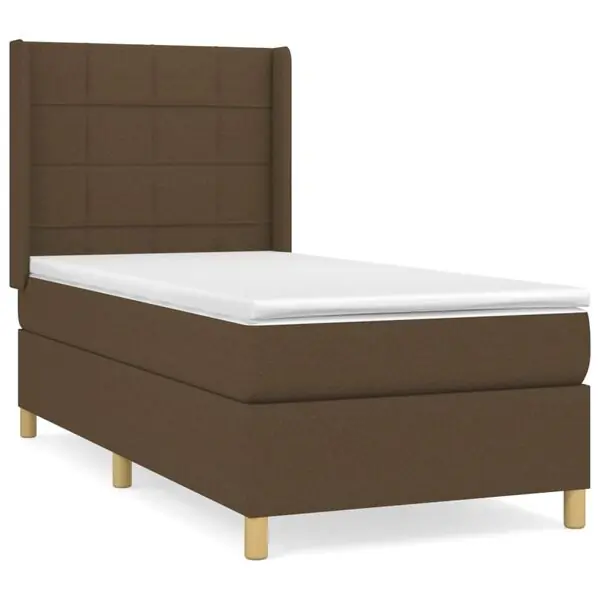 vidaXL Ramsäng med madrass mörkbrun 100x200 cm tyg Köp online