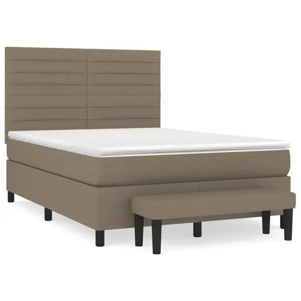 vidaXL Ramsäng med madrass taupe 140x200 cm tyg risnedsättning