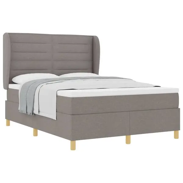 Bästa pris vidaXL Bäddfjäder med madrass med huvudgavel Taupe 200 x 140 cm tyg