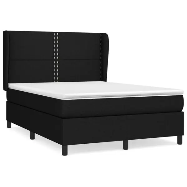 vidaXL Ramsäng med madrass svart 140x190 cm tyg Begränsat erbjudande