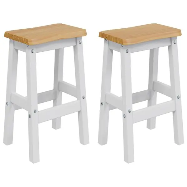 VidaXL Hög Barstol EKAI 2 pcs Vit 40 x 29 x 63 cm Massiv furu Lågt pris