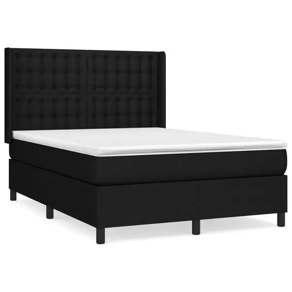 Endast idag vidaXL Ramsäng med madrass svart 140x190 cm tyg
