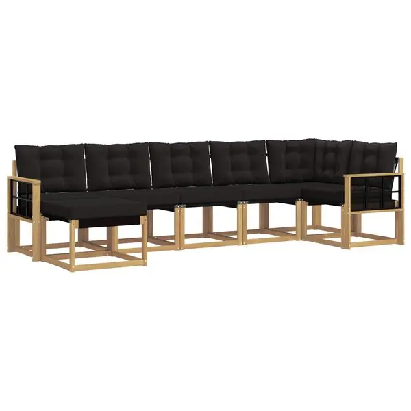 risnedsättning vidaXL Utomhussoffset med kudde 7 pcs Vit och svart