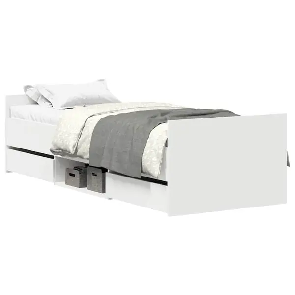 vidaXL Sängram med huvudgavel och fotgavel vit 75x190 cm Sista chansen
