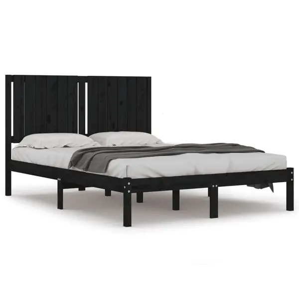 Handla nu vidaXL Sängram svart massiv furu 140x190 cm