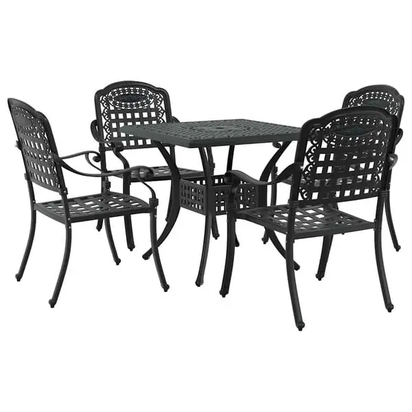 vidaXL Trädgårdsbord Set 5 pcs Svart Gjutet Aluminium Säker betalning