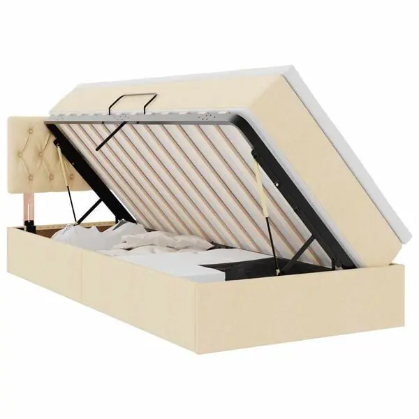 vidaXL Förvaringssäng med madrass Kräm 90 x 190 cm Konstruerat trä Premium