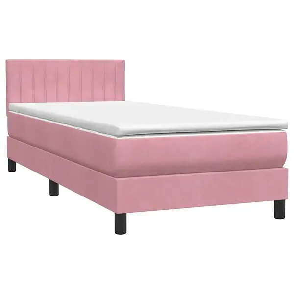 vidaXL Resårsäng med madrass rosa 90x220 cm sammet Begränsat erbjudande