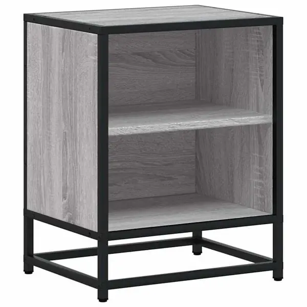 vidaXL Sängbord grå sonoma 40x31x50 cm konstruerat trä och metall risnedsättning